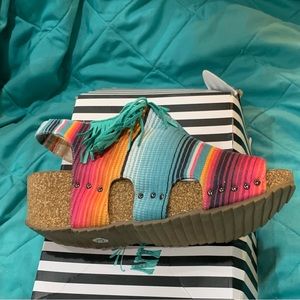 NIB Crazy Train Serape and Turquoise Wedges